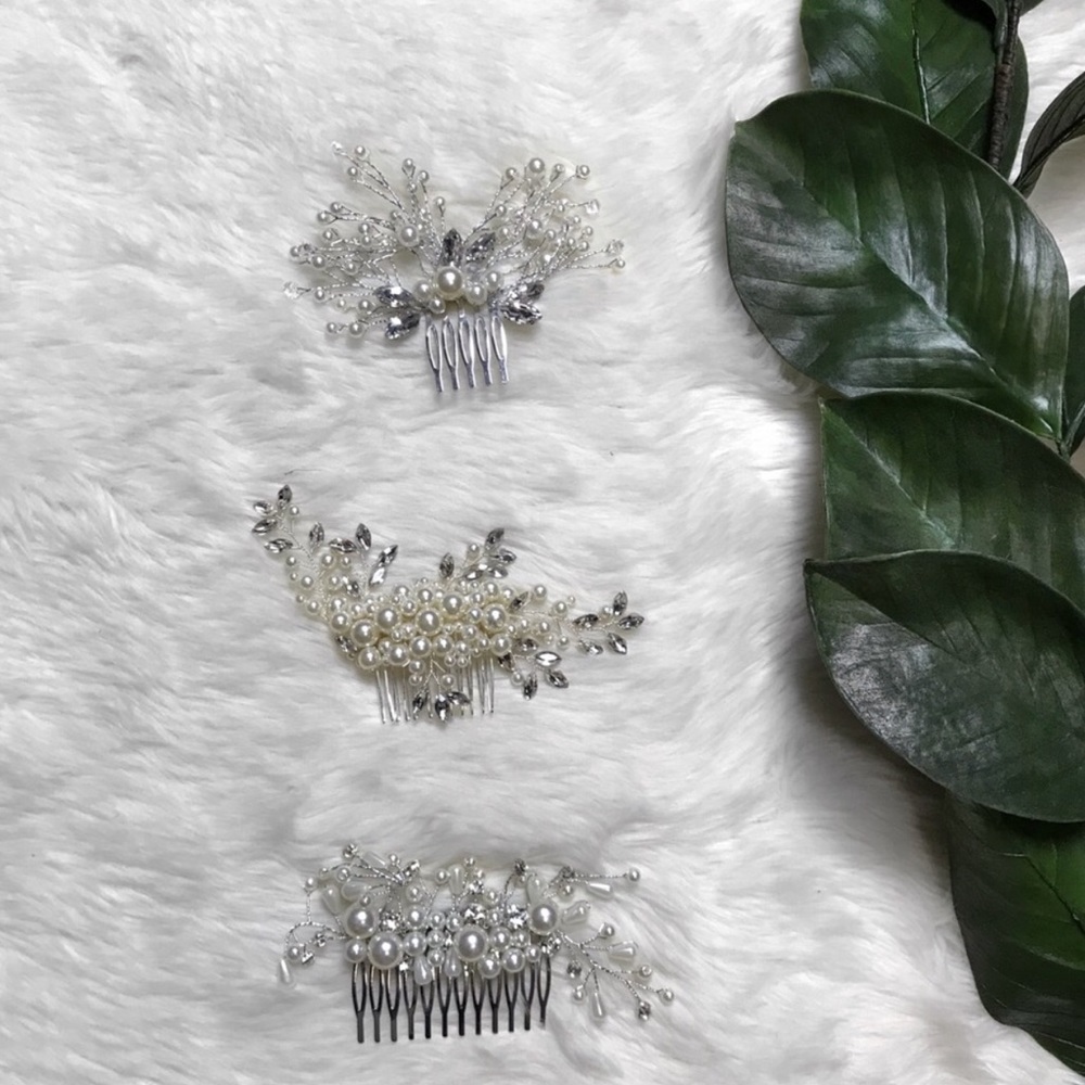 Formal Bridal Hair Accessories Three Pack White